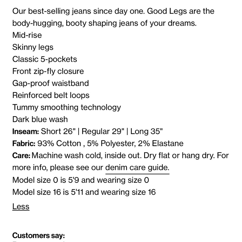 Good American Good Legs extra stretch, flat tummy tech, super stretch denim jean - Picture 5 of 14